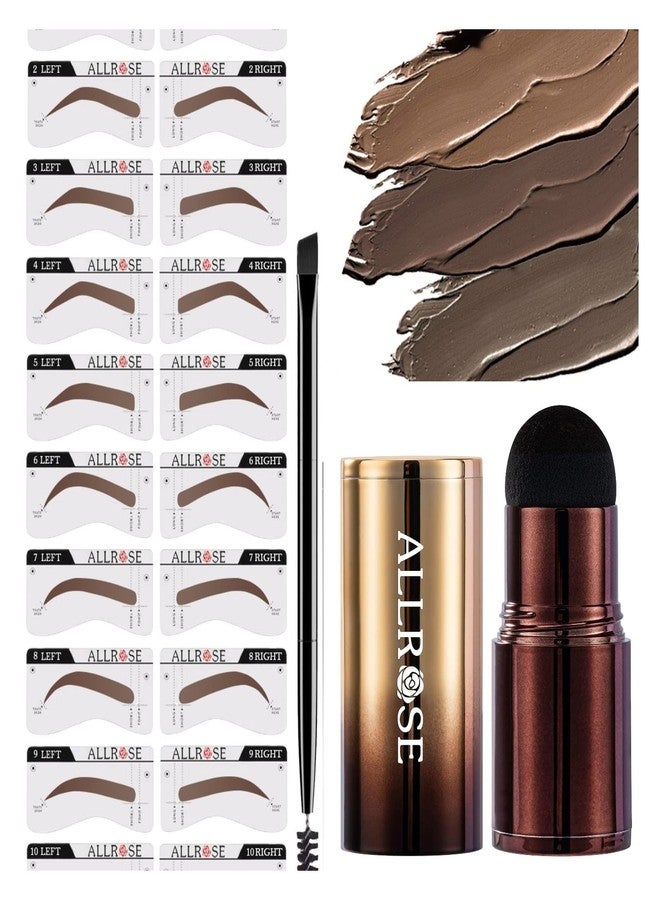 ALLROSE Eyebrow Stencils, ALLROSE Eyebrow Stamp Stencil Kit Perfect Eyebrow Waterproof Eye Brow Stamp Stencil Kits, Eyebrow Kit for Women with 20PCS Brow Shaping Kit Eyebrow Tinting Kit, Black Brown - Image 1